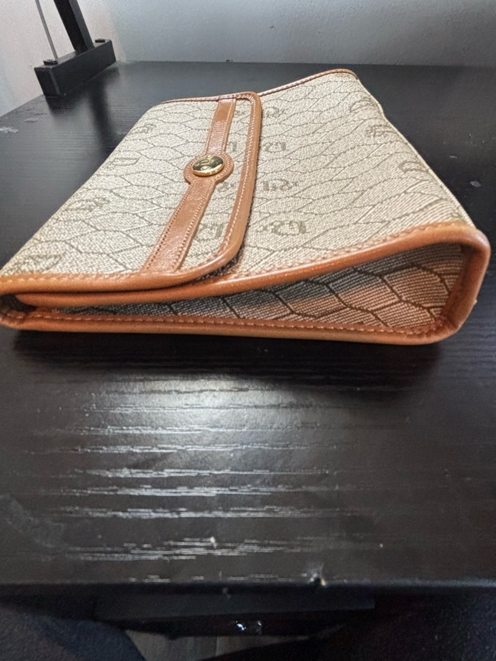 Pristine Vintage Christian Dior Honeycomb Canvas Convertible Clutch/Crossbody - Picture 5 of 10